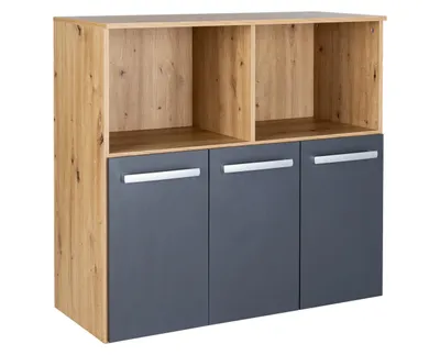 Produktbild von Spielzeugregal Alessio mit 3 Rollkästen & 2 offenen Fächern Anthrazit/ Holzoptik