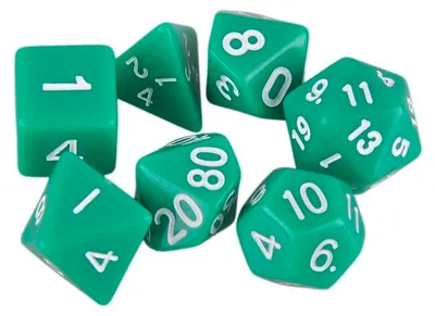 Obrázok produktu pre Sada 7 kociek k hre Dungeons and Dragons (zelená)