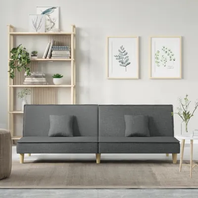 Image de The Living Store Canapé-lit Tissu gris foncé