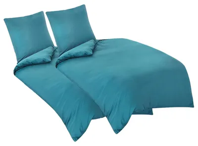 Immagine prodotto di TRANKIELO® - Set di biancheria da letto 135 x 200 cm - 4 pezzi - Microfibra - Turchese - Traspirante e facile da pulire