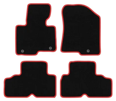 Immagine prodotto di Tappetini in moquette per Kia Carens IV 2013-2018 (monovolume) – set 4 pezzi, nero/rosso, su misura – Wielganizator CARLUX