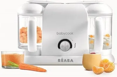 Produktbild von BEABA Babycook Duo, 4-in-1 Babynahrungszubereiter, XXL Kapazität 2200ml, Dampfgaren, Mixen, Auftauen, Aufwärmen, Weiß