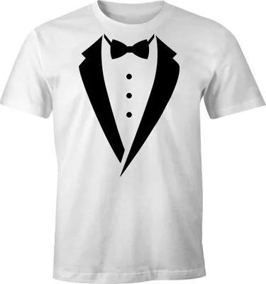Produktbild von Anzug T-Shirt Smoking Tuxedo Anzug Aufdruck Fun-Shirt Moonworks® weiß L