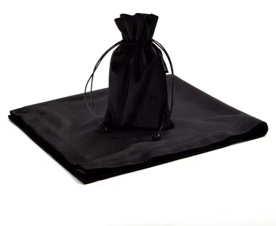 Tarot-Tischdecke 65x65 cm mit Tasche, Schwarz