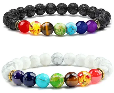 Produktbild von Senidea 7 Chakra Armband Edelstein Armbänder Natürliche Chakra Steine Lavastein