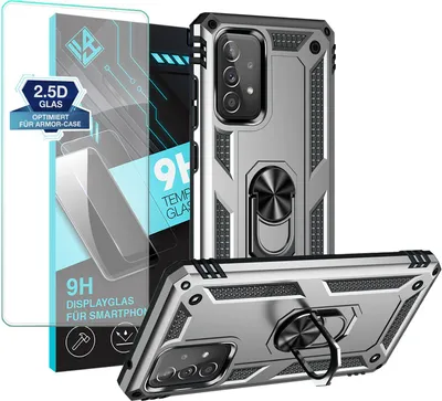 Produktbild von Armor Outdoor Handyhülle für Samsung Galaxy A52 / A52 5G / A52s 5G Handy Panzer Case Schutzhülle mit 9H Displayglas Displayschutz Farbe: Silber