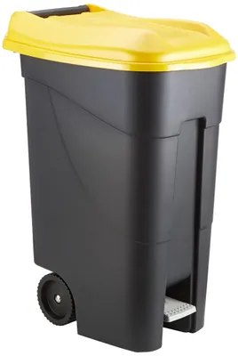 Productafbeelding van Tayg 259297 Vuilnisbakwielen met pedaal, 80 liter, zwart/geel