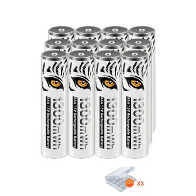 Obrázek produktu pro Nabíjecí baterie AAA, kapacita 1300 mWh, rychlonabíječka součástí balení, 12 baterií AAA