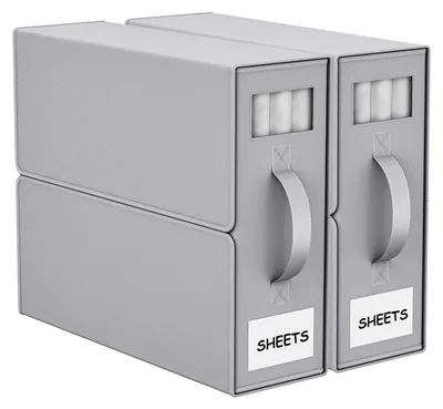 Image de Organisateurs pour draps, lot de 2, gris, en tissu, pour armoire, pour vêtements