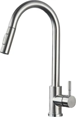 Obrázok produktu pre Delvant SLIM kuchynská batéria brúsené striebro, vodovodná batéria s výsuvnou sprchou, otočná o 360°, nerezová jednopáková batéria pre drez