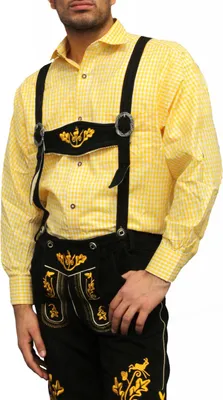 Produktbild von Fasching & Karneval Trachtenhemd Kostüme Trachtenmode Gelb kariert, Größe:M