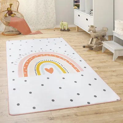 Produktbild von Kinderteppich Teppich Kinderzimmer Spielmatte Babymatte Rutschfest Regenbogen Herz Grösse 155x230 cm