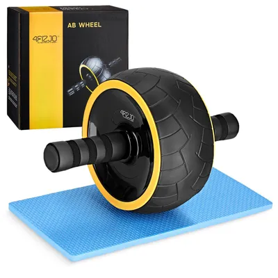 Produktbild von 4FIZJO AB Wheel XL Bauchtrainer, mit Stahlachse, Schaumstoffgriffen, verstärkte Rolle Schwarz - Gelb