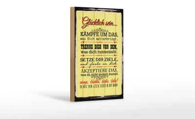 Produktbild von Holzschild Spruch 12x18cm Glücklich singe lächle liebe