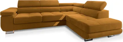 Produktbild von Masseno Ecksofa SELVA R-S mit Schlaffunktion L-Form, Sofa mit Bettkasten, Wohnzimmersofa, Couch, Soffa, Bettsofa, Couchgarnitur- Gelb, MONOLITH 48