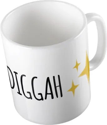 Produktbild von Huuraa Kaffeetasse Diggah Emoji Geschenk Tasse Weiß 330ml Diggah Emoji Präsent