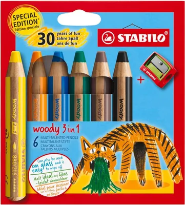 Produktbild von STABILO Multitalentstift woody 3 in 1 6er Etui Tiger