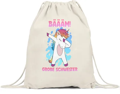 Produktbild von Bäääm Große Schwester  Turnbeutel Gymsack Einhorn Schwangerschaft Ankündigung Babyparty Babyshower Geschwister