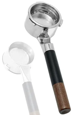 Bodenloser 58 mm Portafilter, 3 Nasen, Edelstahl, Holzgriff