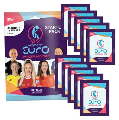 Immagine prodotto di UEFA Women's EURO 2025 Svizzera - Adesivi da collezione - 1 confezione iniziale + 10 bustine