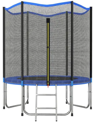 Produktbild von Kinder Gartentrampolin - Outdoor Trampolin mit Sicherheitsnetz und Leiter - Ø183 cm - Blau