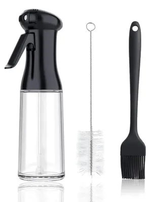 Produktbild von LAYBA Ölsprüher 1 Stück 200 ml Schwarz, Ölspender Sprühflasche für Öl, Essig, Salat, Pfanne, Grill und Küche mit kontrollierter Dosierung