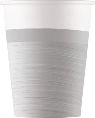 Obrázek produktu pro Stříbrný narozeninový papírový kelímek 200 ml, 8 kusů.