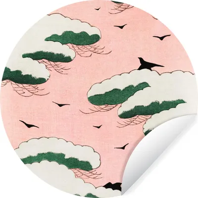 Obrázok produktu pre MuchoWow® Nálepka na tapetu - Japonský - Vták - Oblak - Vintage - 80cm