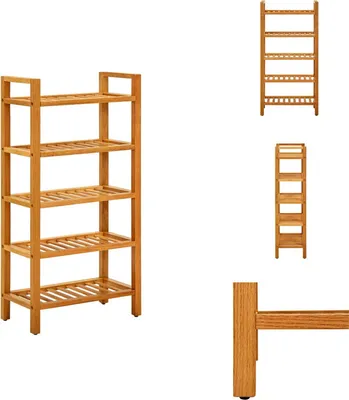 Image de vidaXL Étagère à chaussures avec 5 étages 50x27x100 cm Chêne massif - Étagères à chaussures & Armoires à chaussures
