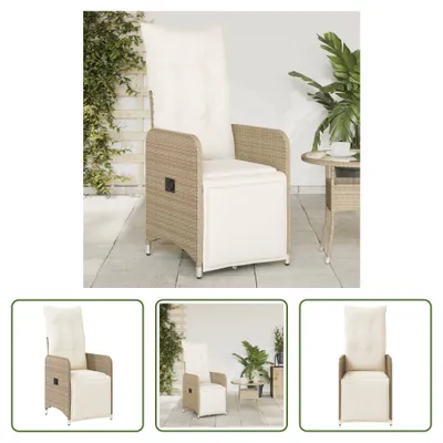 Produktbild von The Living Store Gartensessel mit Kissen Verstellbar Beige Poly Rattan