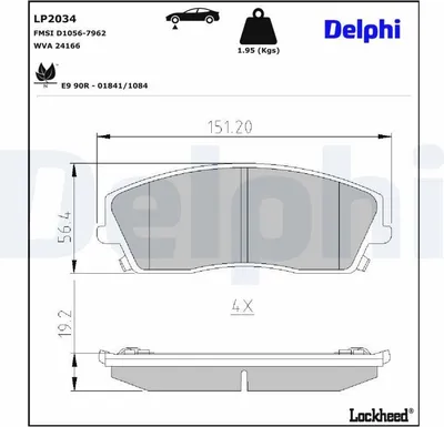 Produktbild von DELPHI Bremsbeläge Satz Vorne Bremsklötze für CHRYSLER 300 C Touring (LX, LE) LP2034