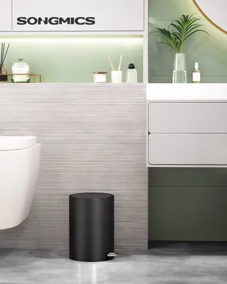 Immagine prodotto di Pattumiera SONGMICS, pattumiera per cosmetici, 3 litri, pattumiera da bagno, nero inchiostro