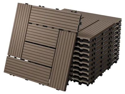 WPC Terrassenfliesen 30x30 cm, 22 Stück, 2 m², dunkelbraun