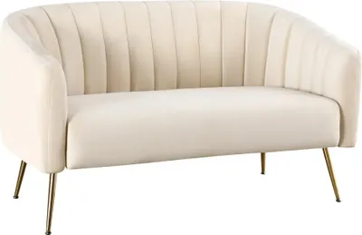 Zdjęcie produktu dla Kondela Sofa dwuosobowa Bagy - beżowy (aksamit) / złoty
