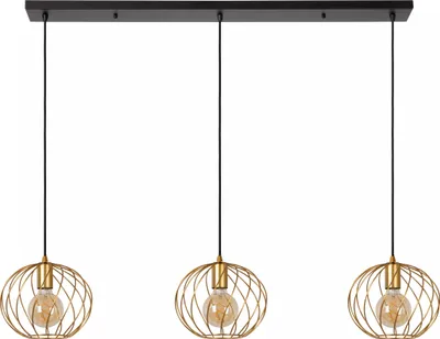 Zdjęcie produktu dla Lampa wisząca listwa z metalowymi kloszami złota DANZA 3xE27 40W Lucide