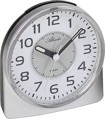 Produktbild von Atlanta 1996/19 Wecker Quarz analog silbern leise ohne Ticken mit Licht Snooze
