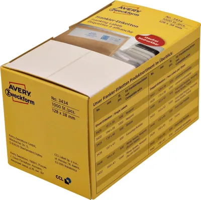 Produktbild von Avery Zweckform - Frankieretikett Zweckform 3434 128x38mm 1000 Etiketten