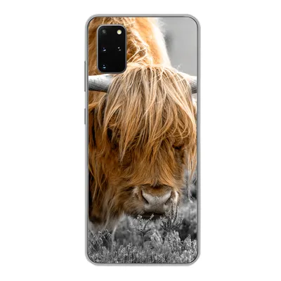 Produktbild von MuchoWow® Handyhülle Schutzhülle Hülle für Samsung Galaxy S20 Plus Scottish Highlander - Pflanzen - Schwarz - Weiß Silikon Softcase Handy Hülle - Hartschale