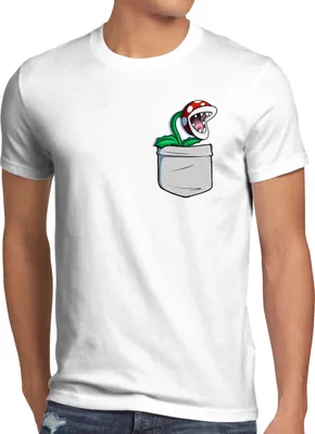 Produktbild von style3 Piranha Pflanze Brusttasche Herren T-Shirt mario snes