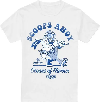 Immagine prodotto di Maglietta da uomo Stranger Things Scoops Ahoy Retro bianca taglia S