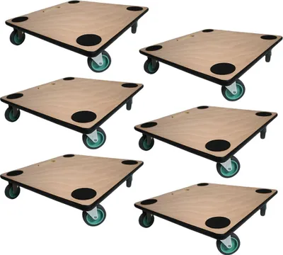 Produktbild von Mega Deal 6x Profi Transportroller HERCULES | BxT 50x50 cm | Traglast 150 kg | 4 Gummirollen & Griff | Sperrholzplatte | Rollbrett für Möbel Möbelroller Transporthilfe für Umzug Pflanzen Werkstatt