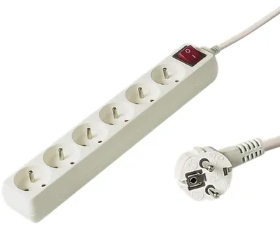 Produktbild von PremiumCord PP6K-02, 2 m, Type E/F, Weiß, 6 AC-Ausgänge, 250 V, 10 A