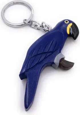 Produktbild von Onwomania Schlüsselanhänger aus Holz Papagei Vogel Sittich Zuchtvogel blau Anhänger Charm