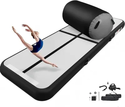 Produktbild von Aufblasbare Airtrack 3 m mit Air Roller und Luftpumpe – Turnmatte für Gymnastik, Tumbling, Yoga und Heimtraining