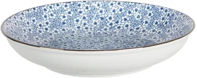 Zdjęcie produktu dla Pojemnik ceramiczny z motywem kwiatowym, 20x4 cm, niebiesko-biały, Clayre & Eef