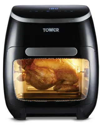 Heißluftfritteuse 11 L, 2000 W, 10-in-1, Timer, Schwarz