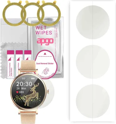 Produktbild von apgo 3 Stück Schutzfolie, Matt, kompatibel mit Rubicon RNBE64 Smartwatch, Hydrogel Displayschutzfolie mit Positionierhilfe, Displayfolie, robust und kratzfest