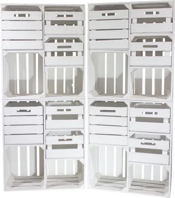 Produktbild von 2x GROßE WEIßE HOLZKISTEN / NEU / 77x68x35 cm / schöne Obstkiste mit 2 Fächern und 3 Schubladen