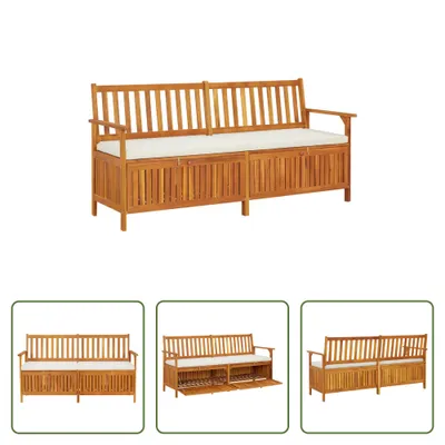 Produktbild von The Living Store Truhenbank mit Kissen 170 cm Massivholz Akazie