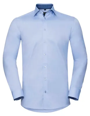 Image de Russell Collection - Chemise pour homme FK2450 (L) (Bleu clair/Bleu moyen/Bleu marine vif)
